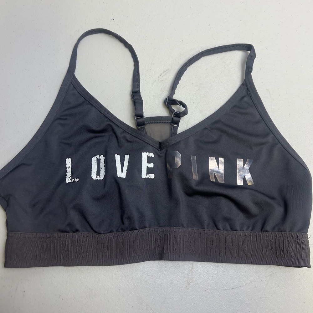 Victoria's Secret PINK SPORT Ultimate Lightly Lined Sports Bra Gray Large